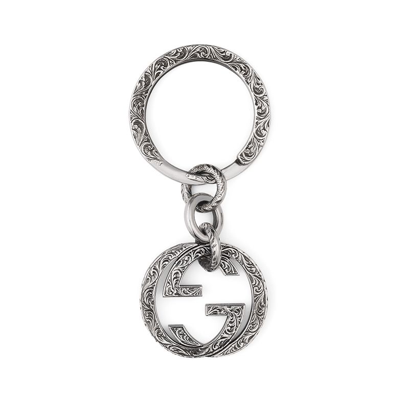 Gucci Silver Interlocking G YBF455308001 Keyring