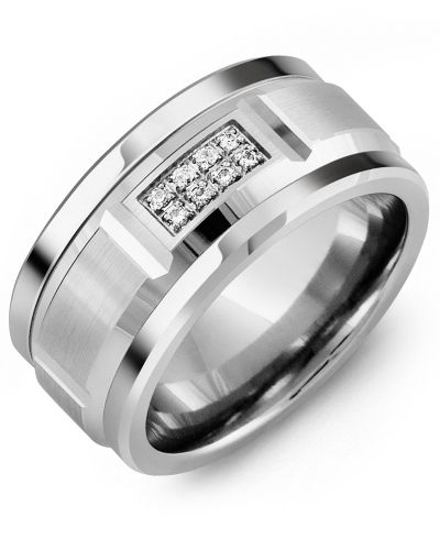 Madani Wide Beveled Diamond Wedding Ring MKS110BW-8R Men's Wedding band