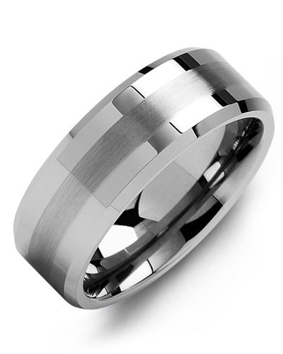 Madani Beveled Dual Finish Tungsten Wedding Ring MGF800TT Men's Wedding band