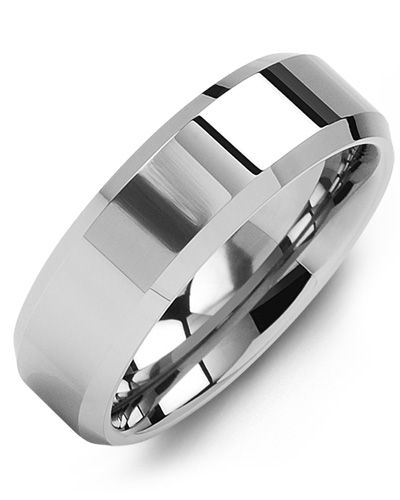 Madani Polished Beveled Tungsten Wedding Ring MGI700TT Men's Wedding band