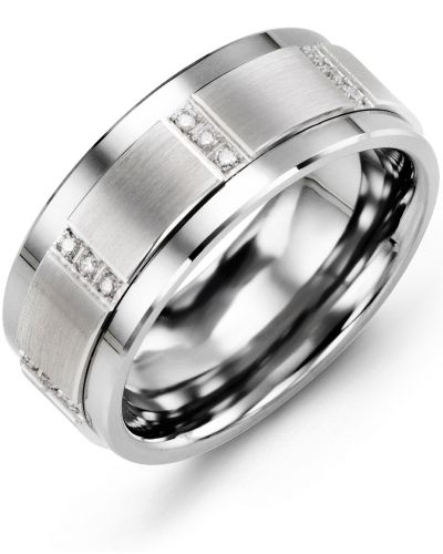 Madani Ring with Gold Insert and Diamonds MJG910TW-12R Men's Wedding band