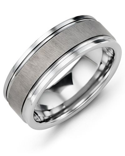 Madani Satin Center Polished Edges Tungsten Wedding Ring MGW800TT Men's Wedding band