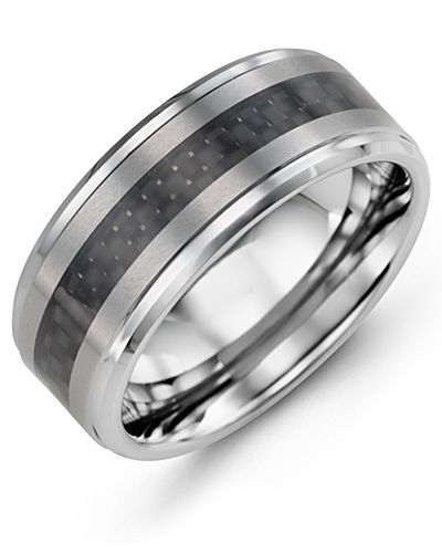 Madani Two-Tone Carbon Fiber Tungsten Wedding Ring MGX900TR Men's Wedding band