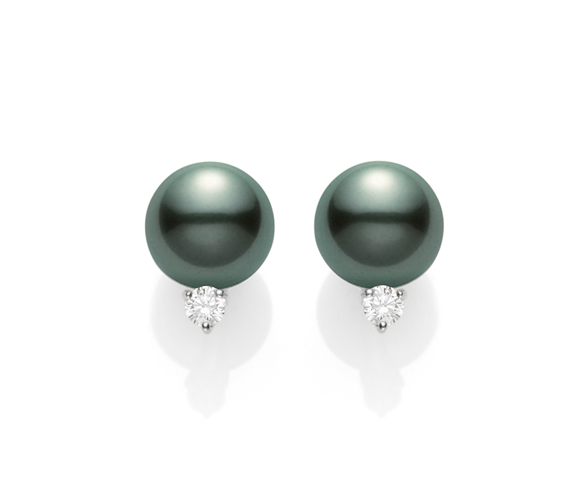 Mikimoto Cherry Blossom Diamond Pearl Earrings  King Jewelers