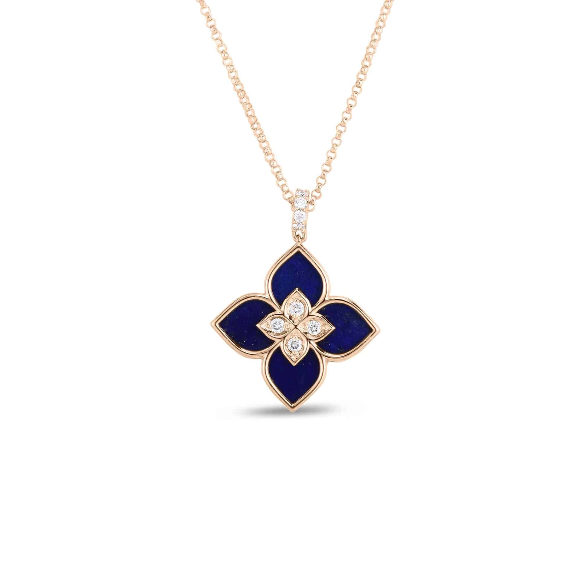 Roberto Coin VENETIAN PRINCESS SMALL LAPIS & DIAMOND NECKLACE