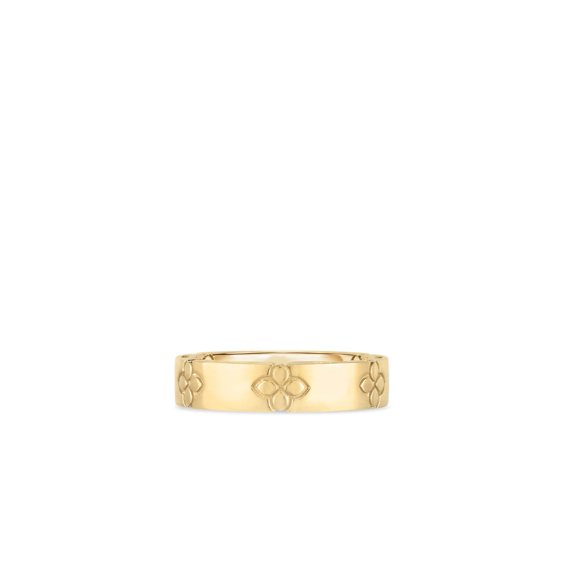 Roberto Coin LOVE IN VERONA THIN RING BAND W. ETCHED FLOWERS
