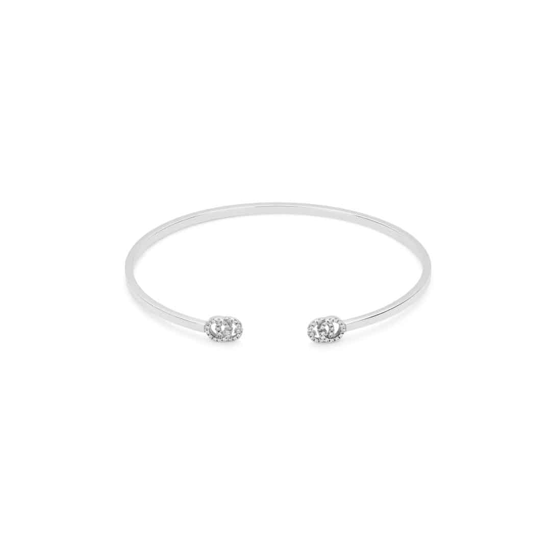 Gucci Fine GG Running Cuff Bracelet in 18kt White Gold with Diamonds