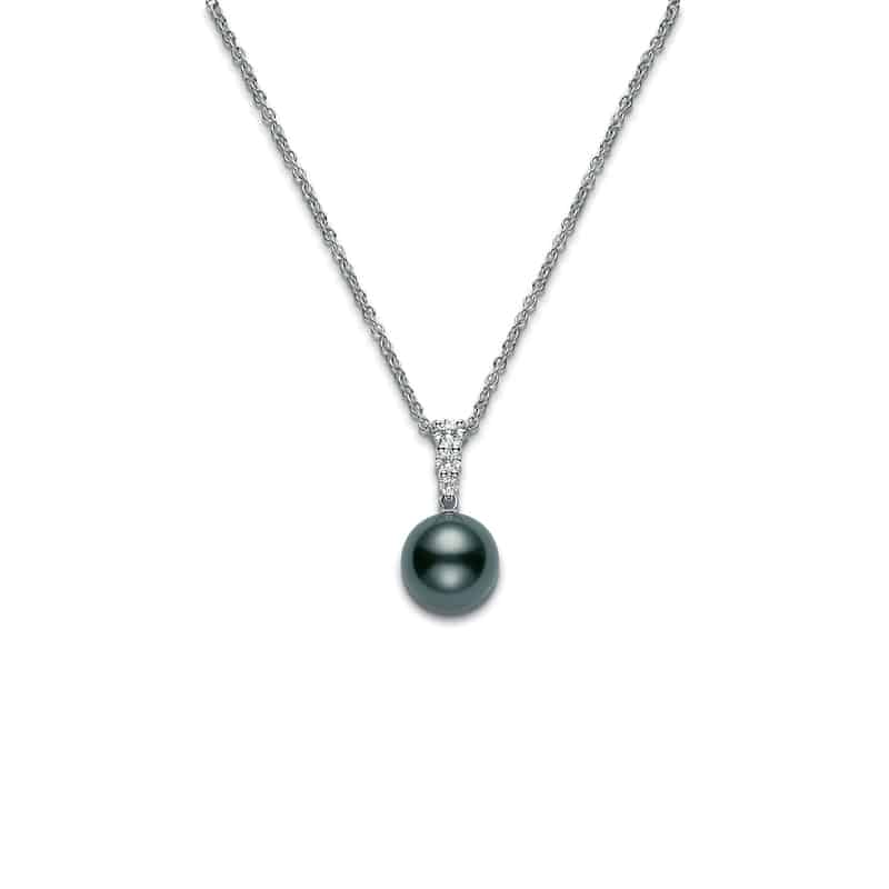 Mikimoto Morning Dew Black South Sea Cultured Pearl Pendant – 18K White Gold