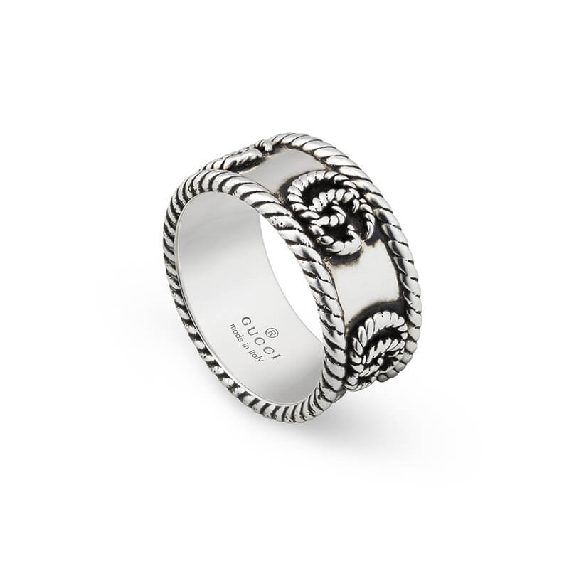 Gucci Silver GG Marmont YBC627729001 Unisex Fashion Ring